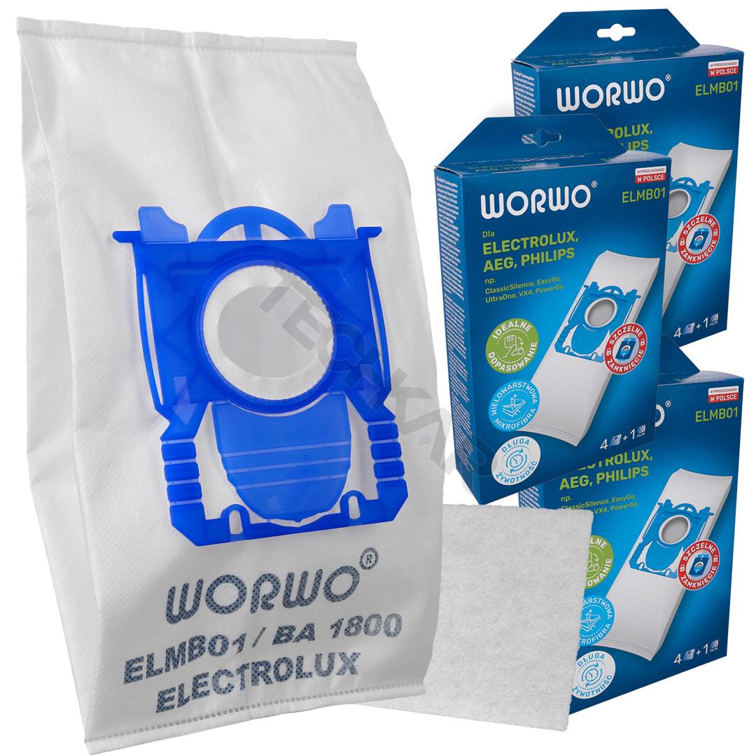12 ks vreciek pre ELECTROLUX PHILIPS AEG S-bag Classic Performance ELMB01, E201SM (UltraSilencer, Ergospace, Ergoclassic, Oxygen Plus, Jetmaxx, Ultra One, Viva Control, Accelerator, CLario)