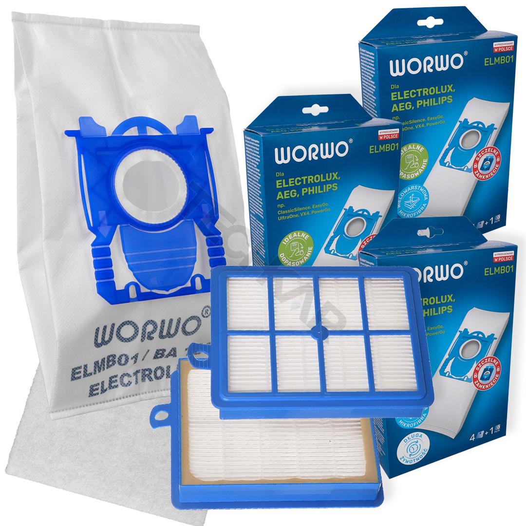 12 ks vreciek + FILTER pre ELECTROLUX PHILIPS AEG S-bag Classic Performance ELMB01, E201SM (UltraSilencer, Ergospace, Ergoclassic, Oxygen Plus, Jetmaxx, Ultra One, Viva Control, Accelerator, CLario)