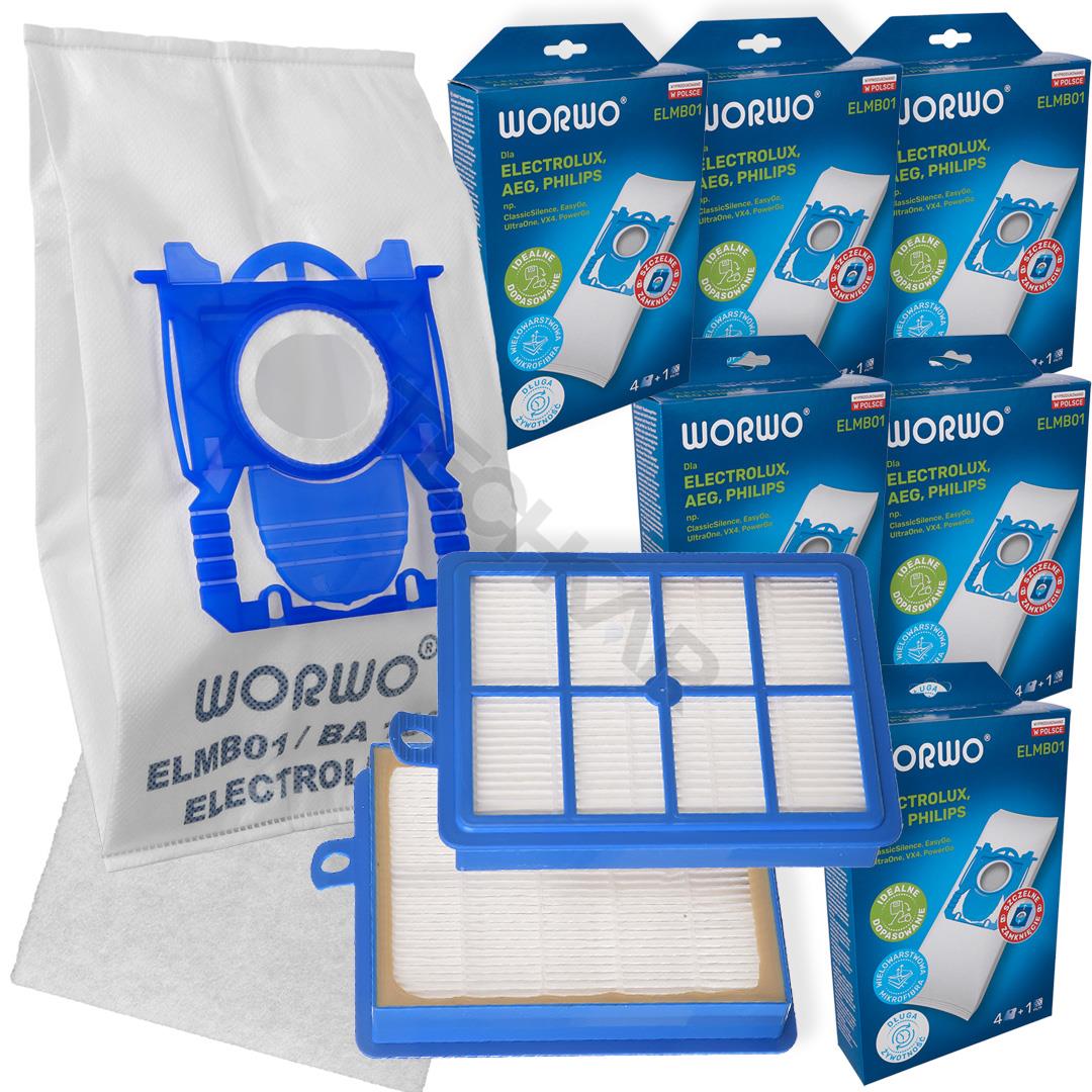 24 ks vreciek + FILTER pre ELECTROLUX PHILIPS AEG S-bag Classic Performance ELMB01, E201SM (UltraSilencer, Ergospace, Ergoclassic, Oxygen Plus, Jetmaxx, Ultra One, Viva Control, Accelerator, CLario)