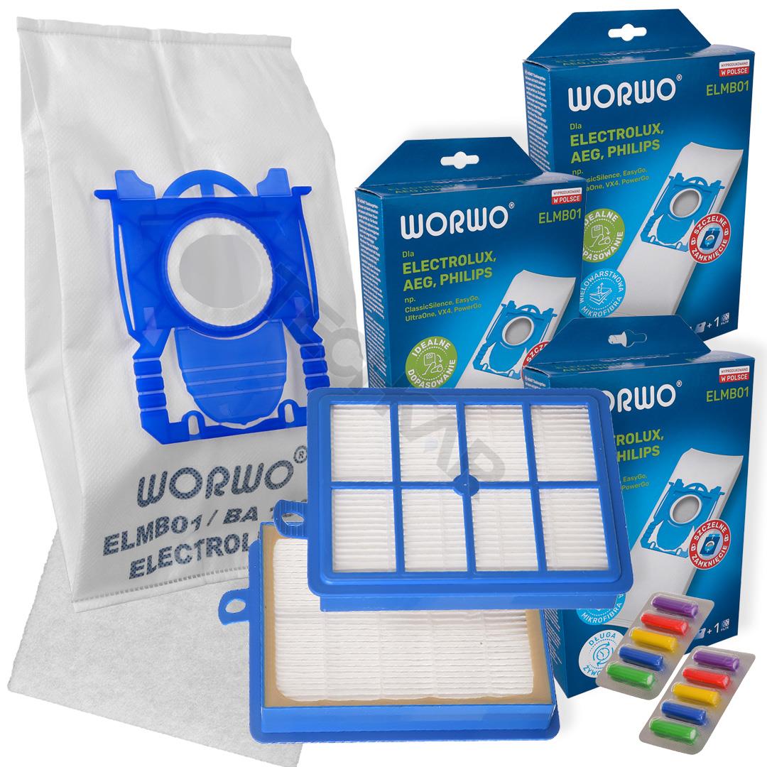 12 ks vreciek + FILTER + VÔŇA pre ELECTROLUX PHILIPS AEG S-bag Classic Performance ELMB01, E201SM (UltraSilencer, Ergospace, Ergoclassic, Oxygen Plus, Jetmaxx, Ultra One, Viva Control, Accelerator, CLario)