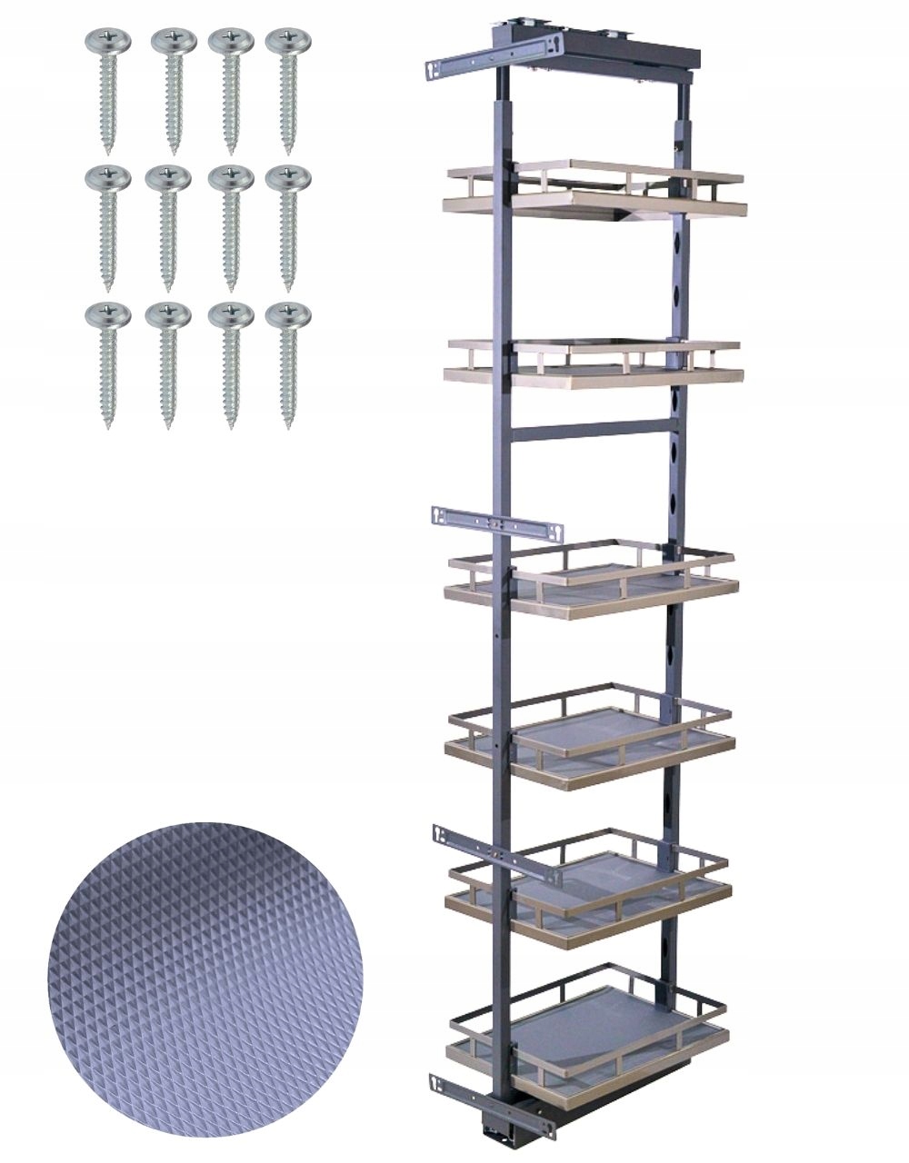 Vysoký nákladný priestor Maxi 45 s plným dnom, protišmyková podložka 195-227 cm, 6 políc TMY