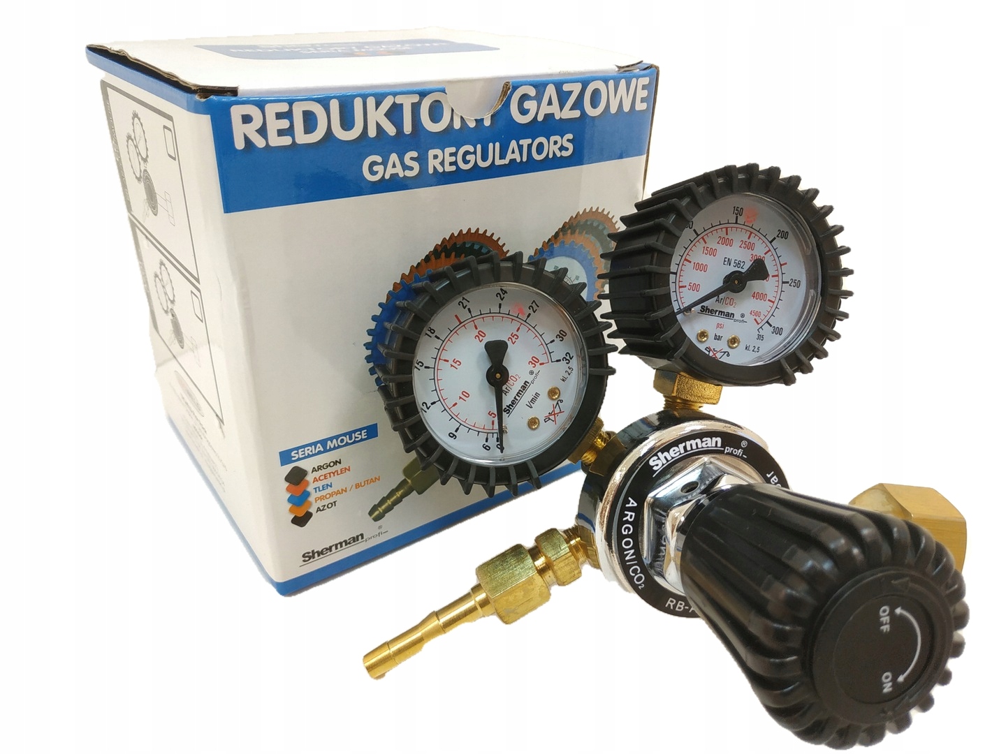 Prietokomerný regulátor - Sherman CO2/Argon RB-CO2-Mouse reduktor plynu