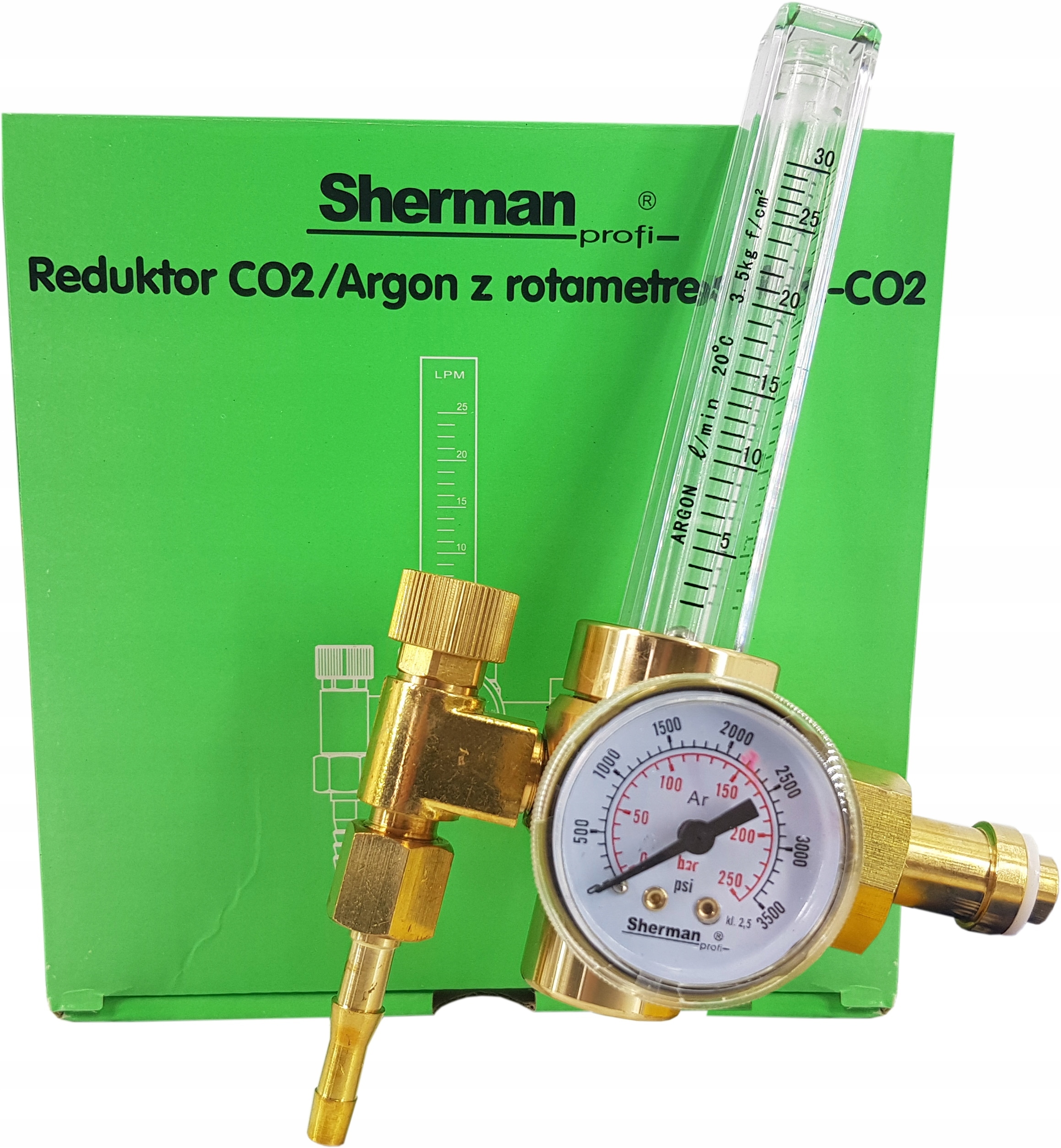 Prietokomerný regulátor - Reduálnejšie s Argonom Argre/CO2 Argon Sherman Rotamemetr